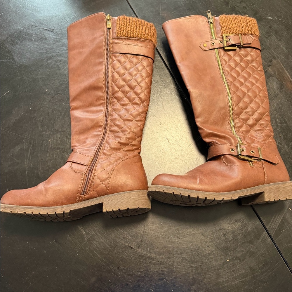 Target Tan Quilted Heeled Boots